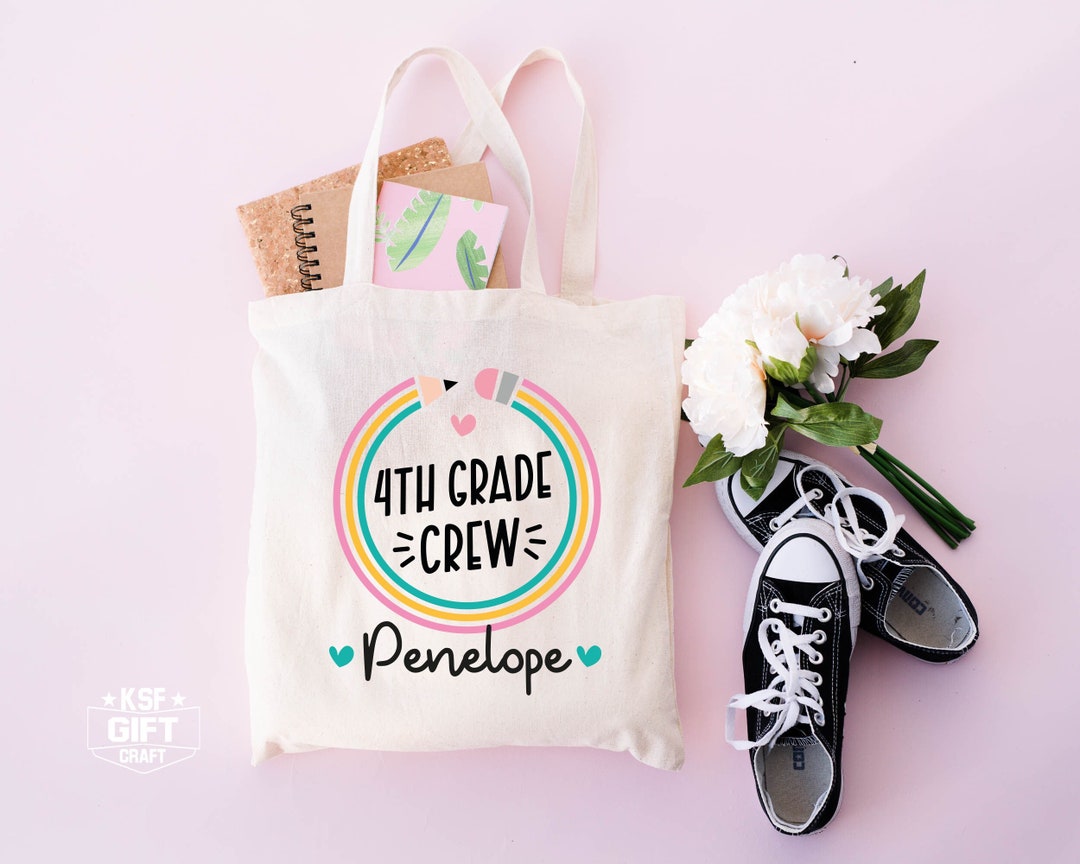 Custom Teacher Bag, Fourth Grade Crew Tote Bag, 4th Grade Teacher Bag