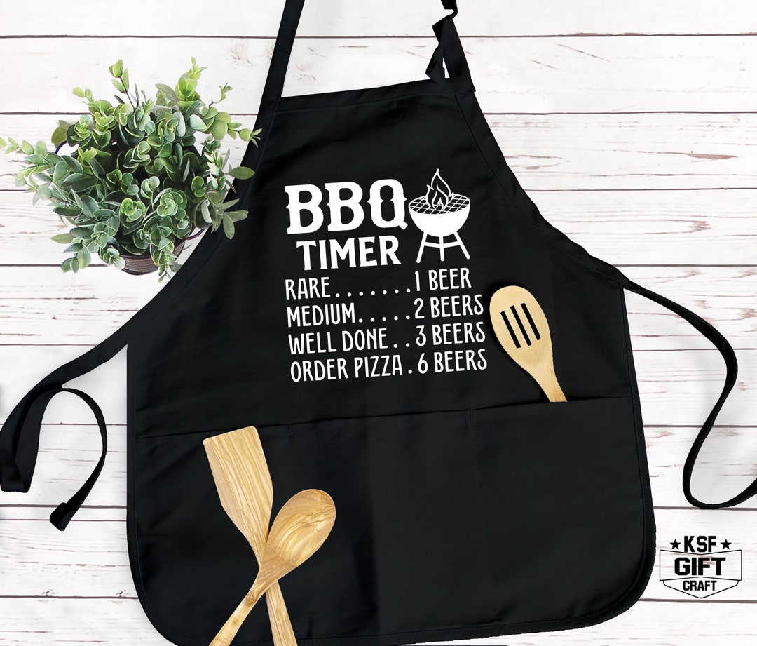 Bbq Timer Apron, Funny Mens Gift, Dad Apron, Gift for Him Apron, Bbq