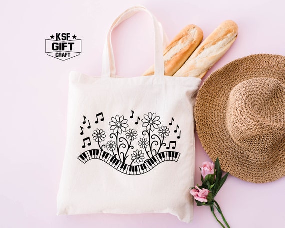 Klavier-Motiv Tragetasche Mit Make-up-Tasche – Geschenk Für Pianistinnen, Frauen, Mütter (43x33x16,5 Cm)