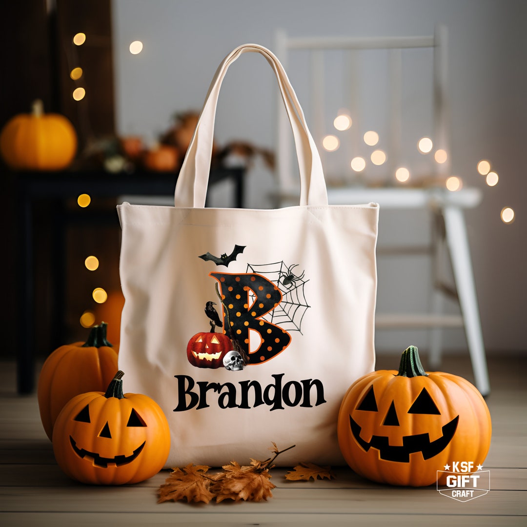 Custom Name Halloween Tote Bag: Trick or Treat Candy Bag - Etsy