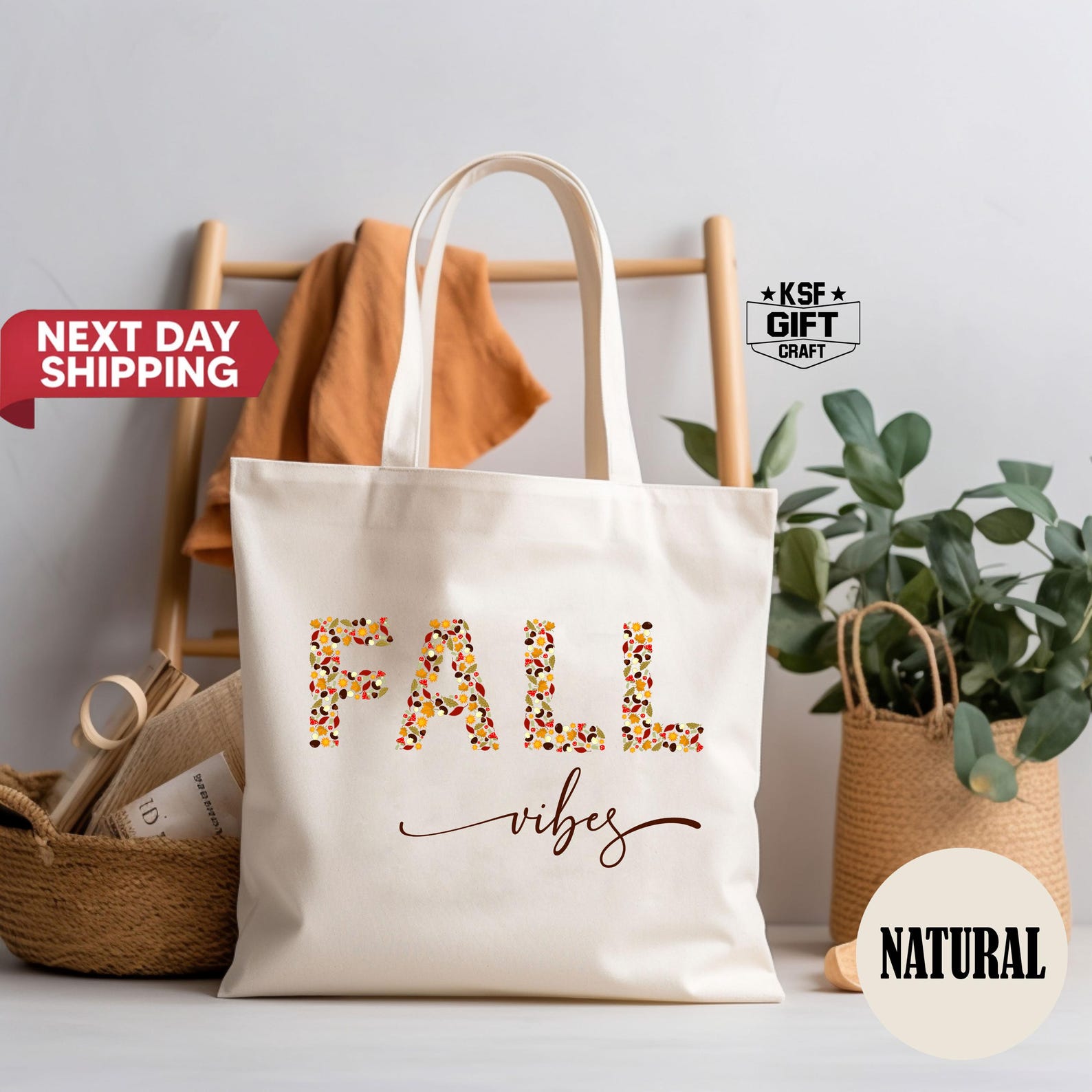 Fall Vibes Cotton Canvas Tote Bag: Autumn Leaves Totes - Etsy
