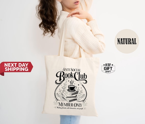 Anti Social Book Club Tote Bag: Book Lover Gifts