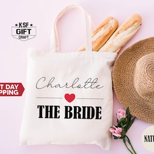 Custom Name Bride Tote Bag, Wedding Favors Totes, Welcome Wedding Bag, Bridal Party Bag, Bridesmaid Proposal Tote, Custom Bridal Shower Gift