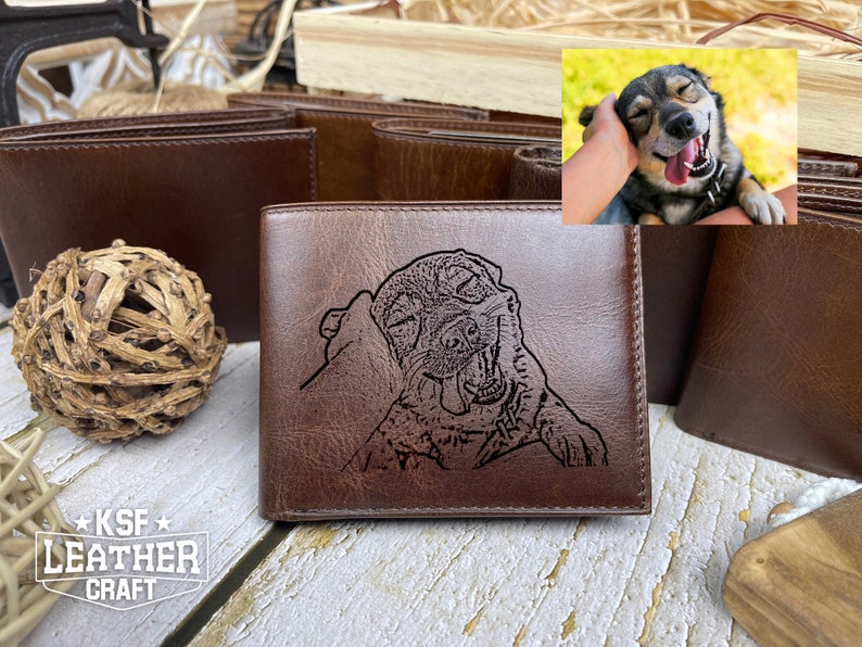 Custom Photo Wallet, Leather Wallet, Handwriting Wallets Gift for Him , Anniversary Gift, Boyfriend Gift, Gift For Dad, Christmas Gift image 3