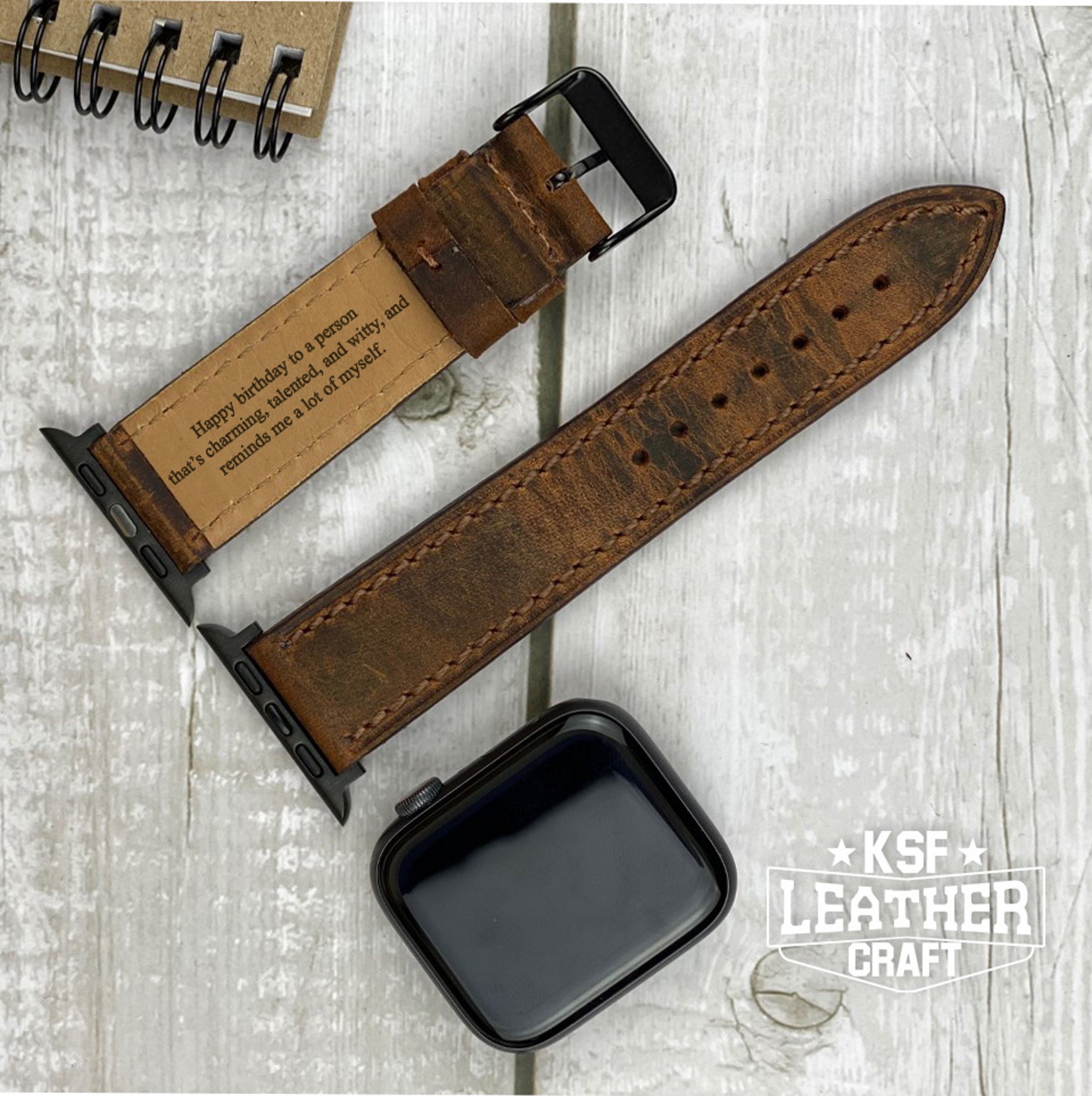 KsfGiftCraft Mothers Day Gift, Slim Leather Apple Watch Band,Leather Apple Watch for Women, 38/40/41/42/44/45mm, Series 7/6/5/4/3/2/1/SE.