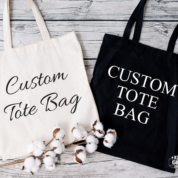 Custom Text Tote Bag, Personalized Tote Bag, Promotional Totes, Bridal Party Gift Tote, Birthday Gift Bag, School Book Bag, Bridesmaid Totes