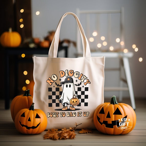 Funny Ghost Halloween Tote Bag, Retro Ghost Gift
