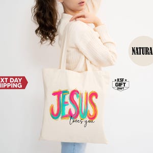 Jesus Loves You Tote Bag: Christian Bible Verse Bag