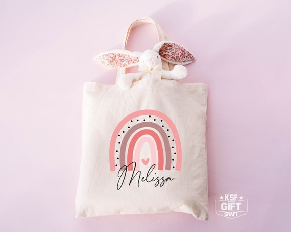 Personalized Rainbow Tote Bag: Custom Name Gift
