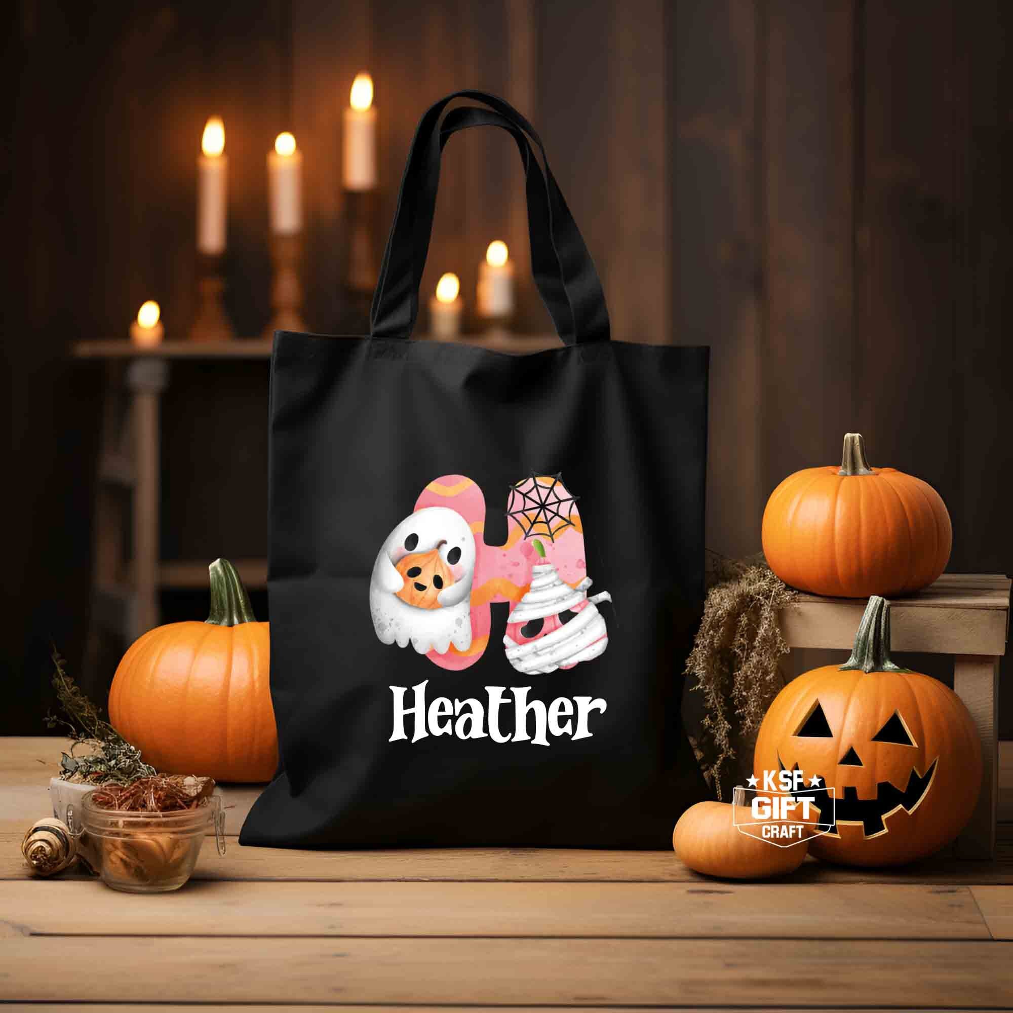 People People Personalized Halloween Tote Bags w/Name for Girls Boys -  Custom Candy Trick or Treating - Customized Kids Party Favors - Canvas  Goodie