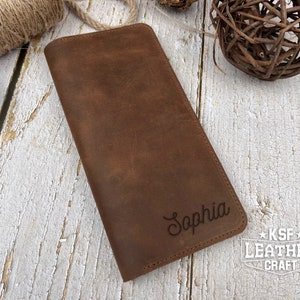 Long Leather Wallet, Groomsman Wallet, Personalized Wallet, Anniversary Gift Wallet, Engraved Wallet Gift For Him, Christmas Gift