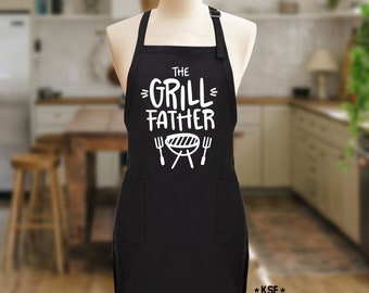 Breaking Bad Merch Apron For Men Funny Dad - The Grillfather - Men's Funny Chef Cooking Grilling BBQ Apron With 2 Pockets - Birthday Father's Day Christmas Gifts Kitchen Apron Grill Aprons For Men