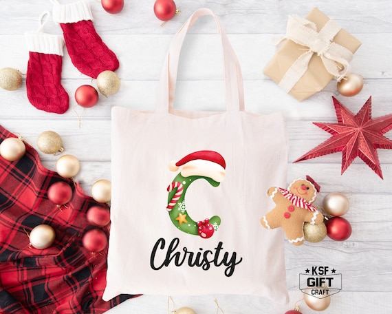 Custom Name Christmas Tote Bag: Family Santa Gift