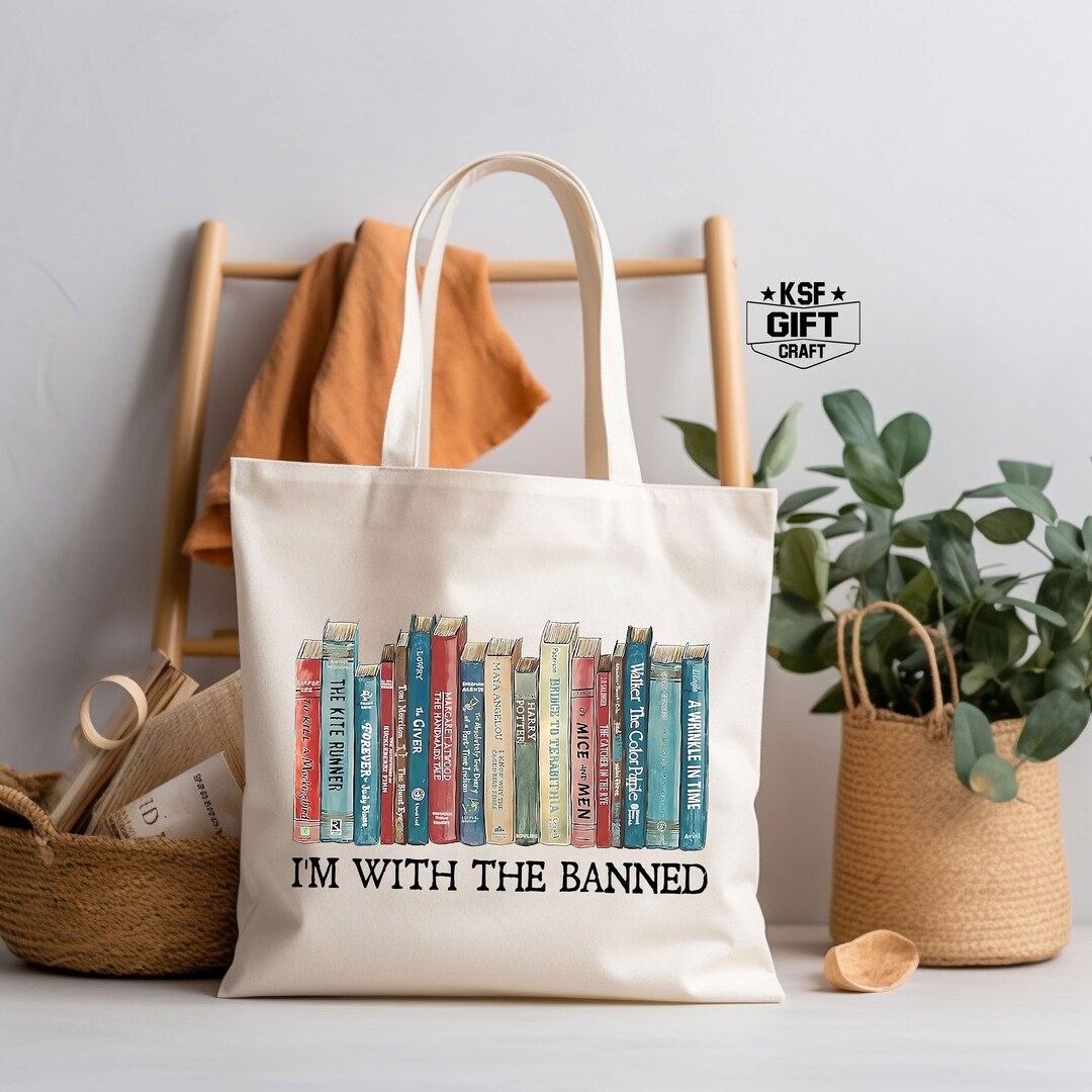 I'm With the Banned Tote Bag, Book Lovers Tote Bag, Library Tote Bag
