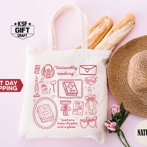 Currently Reading Tote Bag: Just One More Chapter Gift, Book Lover Bags