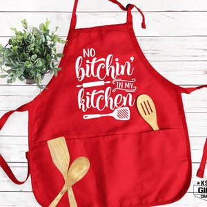 Funny Kitchen Apron: No Bitchin' In My Kitchen, Sassy Cooking Gift zdjęcie 3