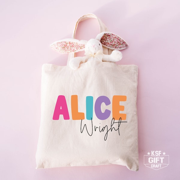 Kinder Name Tote Bag, Ostern Tote Bag, BabyShower Geschenk Tote, Kindergarten Bibliothek Tote, personalisierte Tote, Schule Tote, Lehrer Geschenk Tote