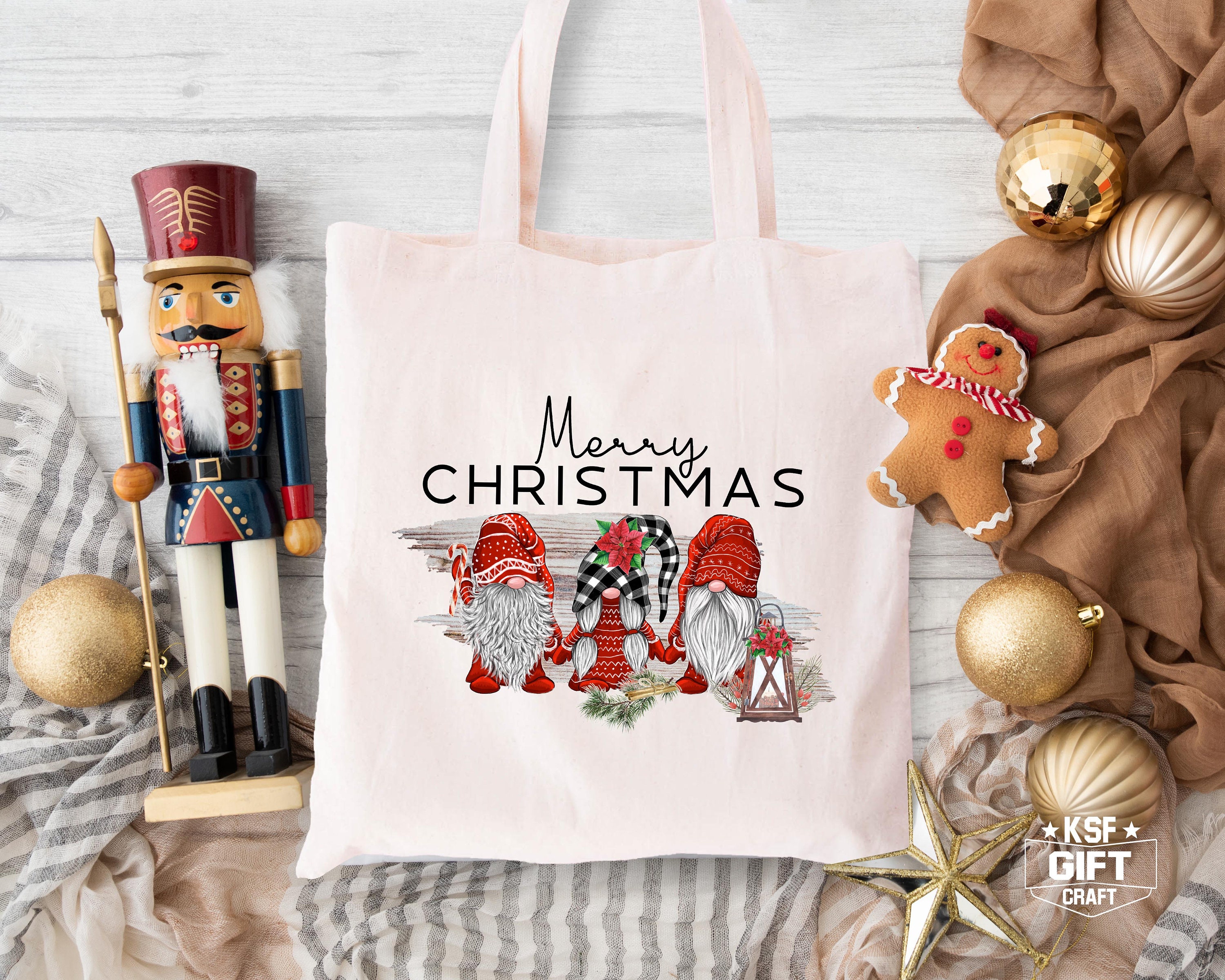 CafePress Gnome Gang Canvas Tote Bag - Reusable Natural Canvas Shopping Bag, Two Sizes Available