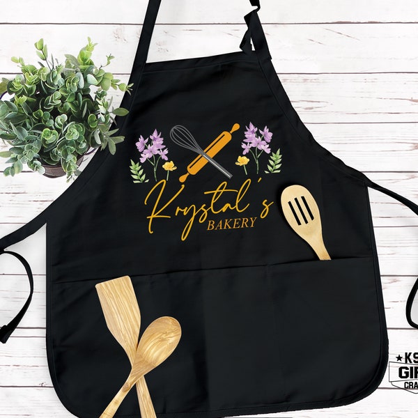 Black Custom Apron for Women – Etsy