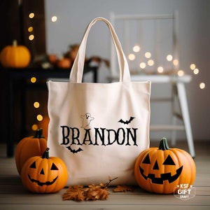 Personalized Halloween Tote Bag, Trick Or Treat Tote Bag, Halloween Squad Totes, Kids Halloween Tote Bag, Candy Tote Bags, Halloween Gift