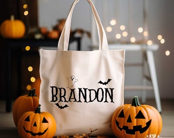 Personalized Halloween Trick or Treat Tote Bag: Custom Candy Bag