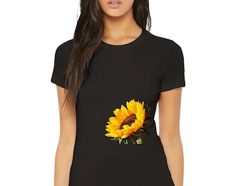 Sunflower Magic - Premium Women's Crewneck T-shirt / Sunflower T-shirt / Girl's t-shirt / Best Birthday Gift / Love Gift / Well-loved Tee