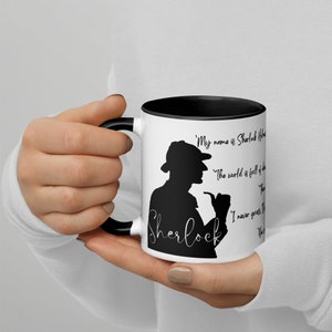 Sherlock Holmes and Quotes - Tea or Coffee Mug with Colour Inside. The perfect gift for the Sherlock Holmes fan.