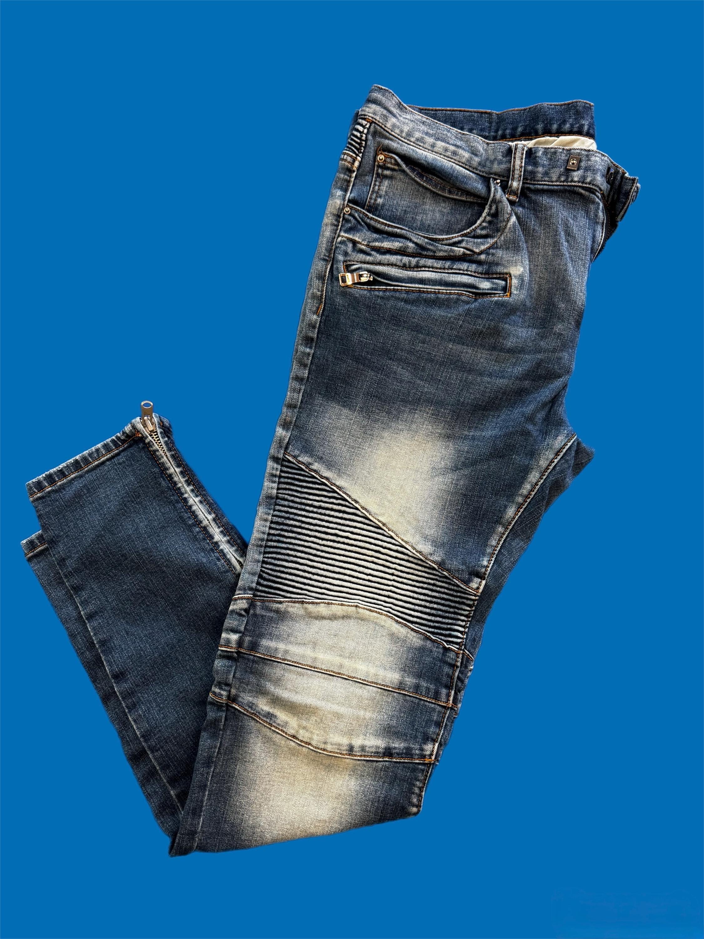 MNML Denim Moto Biker Jeans - Etsy