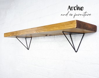 Industrial Style Black Hair Pin Shelf Brackets - Minimalistic (Pair)