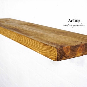 24cm X 4.4cm Reclaimed Wooden Floating Shelf with Concealed