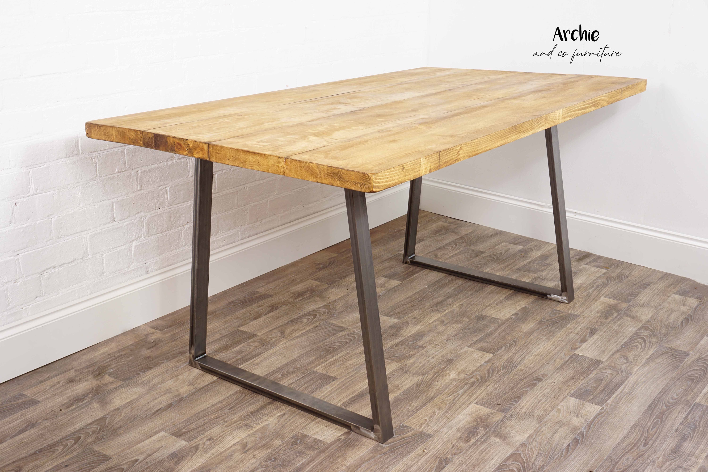 Rustic Reclaimed Timber Dining Room Table Trapezium Etsy