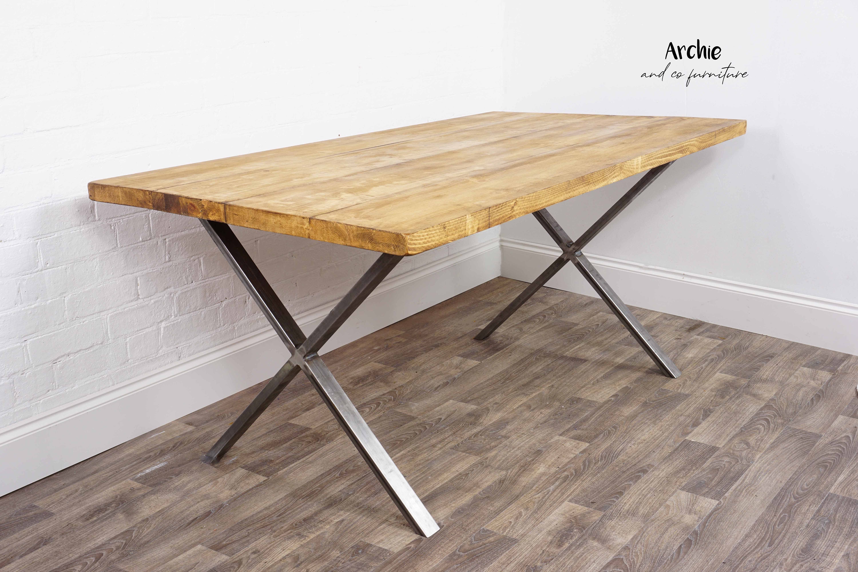 Rustic Reclaimed Timber Dining Room Table X Style Industrial Etsy UK