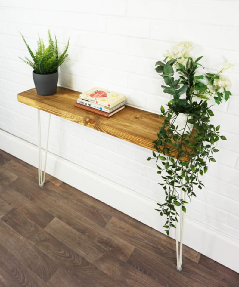 RUSTIC Console Table With White Hair Pin Legs Reclaimed Etsy