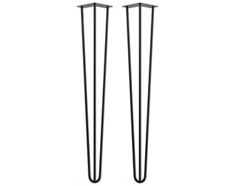 Rustic Black Hairpin Legs (Pair) - Minimalistic Table Legs