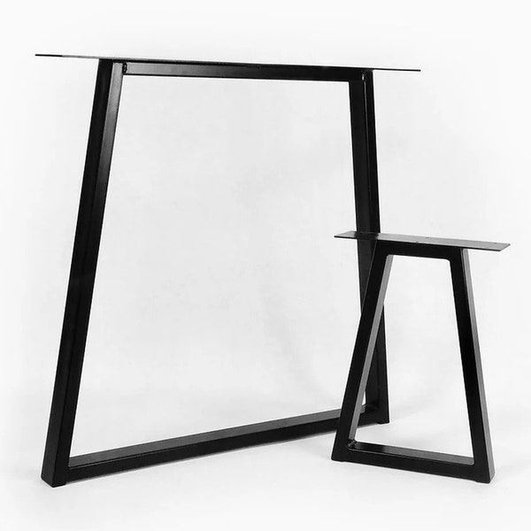 Trapezium Industrial Steel Dining/Desk TABLE Legs - Box Steel – Pair - Powder Coated and Raw Steel