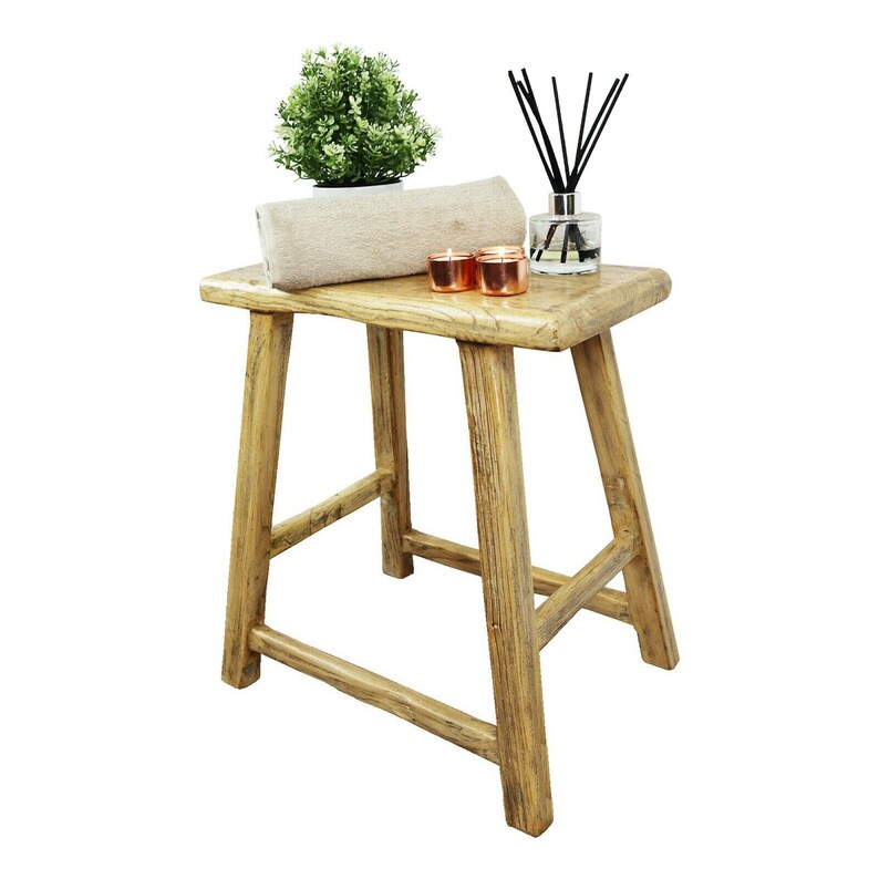 Traditional Rustic Square Barn Stool | Farmhouse Rustic Side Table ...