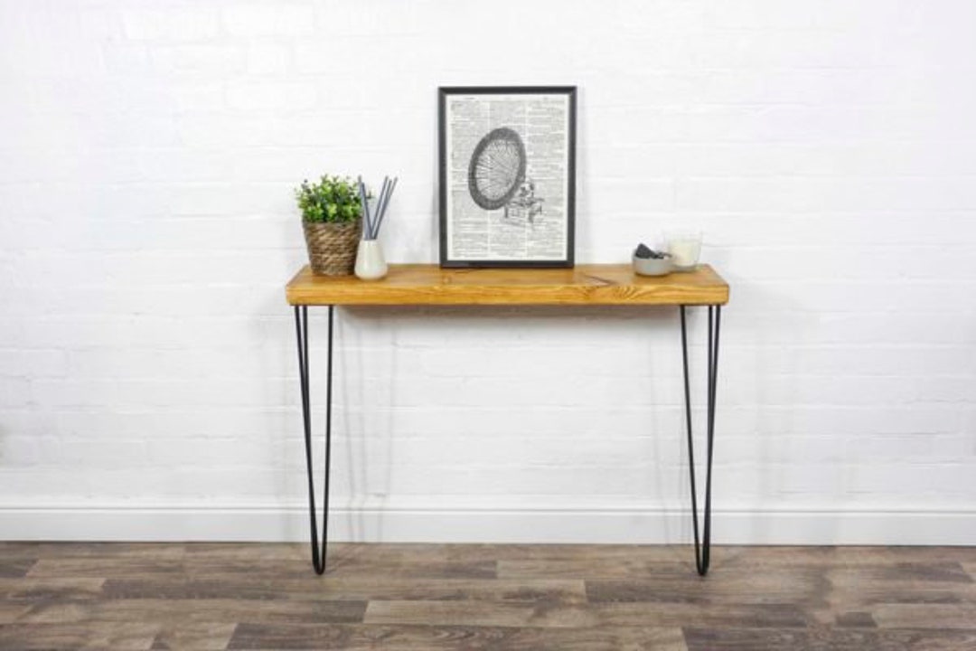 Rustic Console Table With Hair Pin Legs Reclaimed Treated Timber Style ...