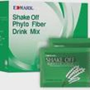 Könnte beinhalten: Eine Schachtel und zwei Päckchen Shake Off Phyto Fiber Drink Mix. Die Schachtel ist weiß mit grünen Akzenten und Text. Die Päckchen sind grün mit weißem Text und einer Grafik von Weizen. Der Text auf der Schachtel lautet "Shake Off Phyto Fiber Drink Mix".