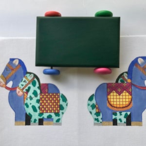 2 Sided 3-D Ponies w/ Painted Cart, Dedes Needleworks