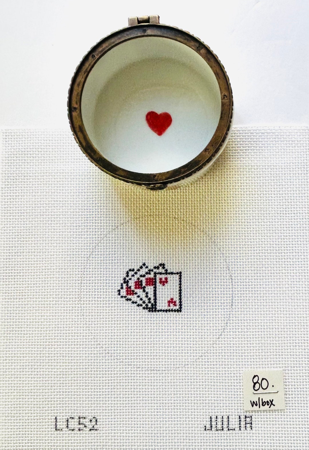 Playing Cards Insert W/ Porcelain Trinket Box, Julia's Needleworks Etsy