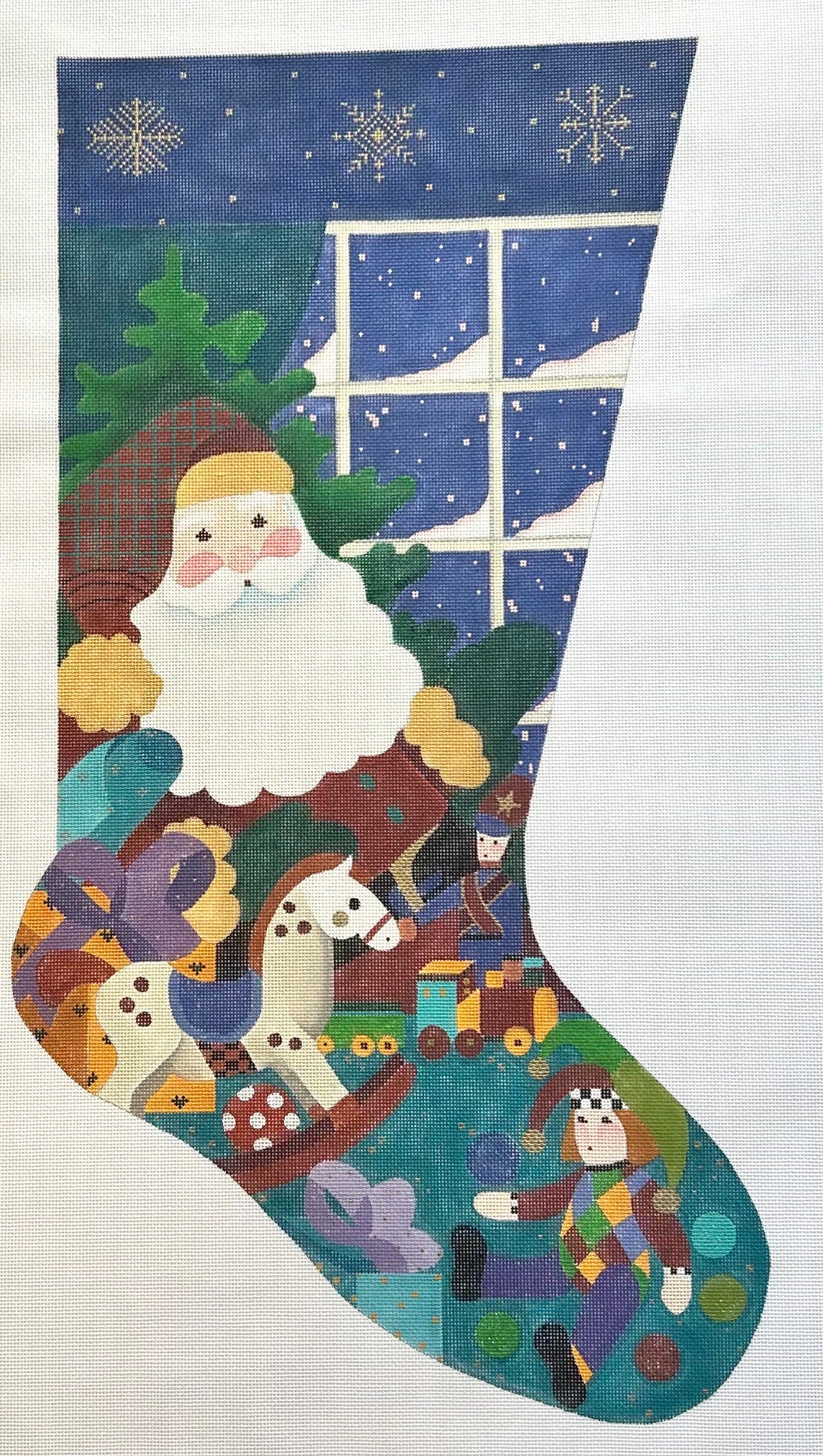 Canvas Set ~ Santa Making Boy's Toys Mini Stocking SET Needlepoint