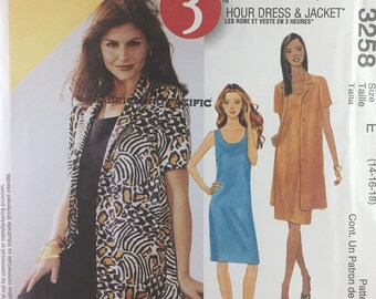 UNCUT Size 14-16-18 - Misses' Petite Dress and Unlined Jacket Sewing Pattern - McCalls 3258