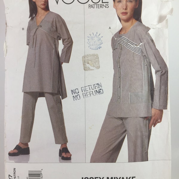 Issey Miyake Misses' Loose Fitting Top or Tunic & Tapered Leg Ankle Length Pants Sewing Pattern Size 14 UNCUT - Vogue 2127 Designer Original