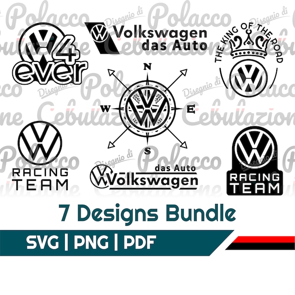 Volkswagen Bundle #1. Digital vector. Instant download. 7 pcs.