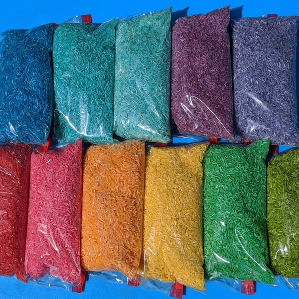 Rainbow rice sensory bin filler - rainbow rice - colored rice - sensory rice - sensory bin
