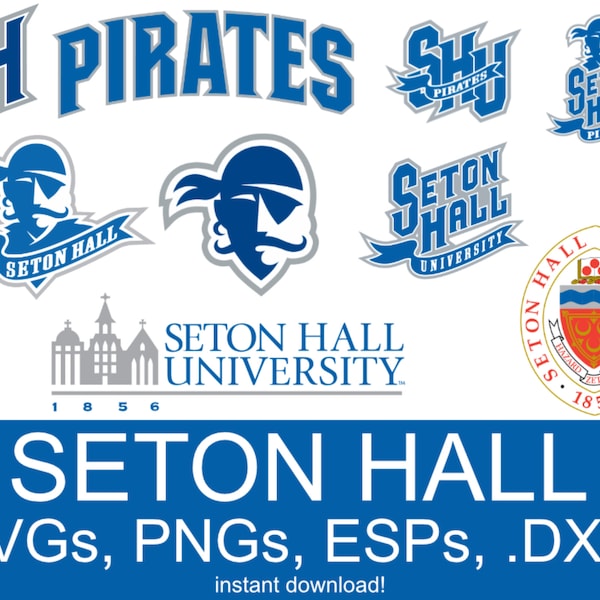 Seton Hall University Pirates SVGs PNGs DXFs ESPSs Logo Pack Bundle