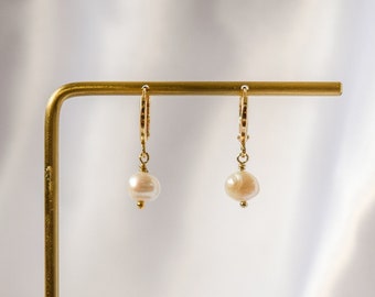 Pearl Earrings | Gold and Silver Huggies | Pearls | Dainty Earrings | Wedding Jewelry