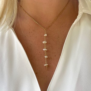 Gemstone Lariat Necklace | Crystal Y Necklace | Dangle and Drop | Dainty Jewelry