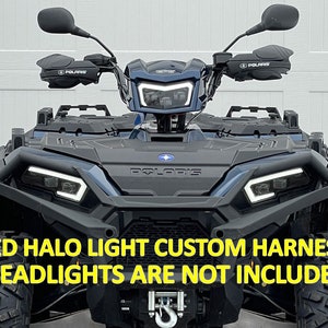 Polaris Sportsman LED light kit custom harness 450 570 850 1000 w/ Halos DRL 2884859 headlights