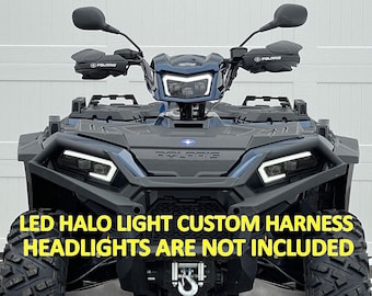 Polaris Sportsman LED light kit custom harness 450 570 850 1000 w/ Halos DRL 2884859 headlights
